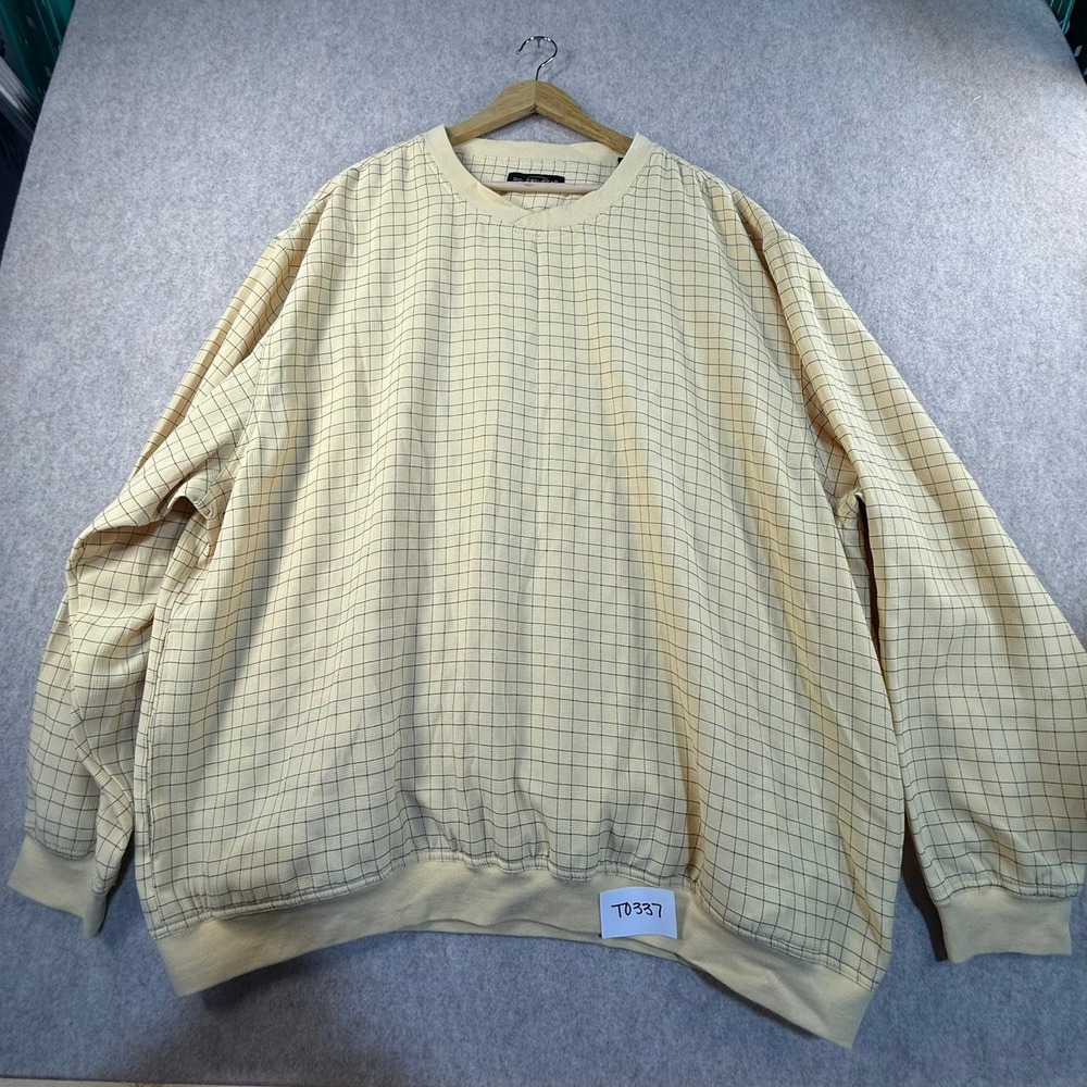 Golden Bear Mens XXL Yellow Grid‎ Pattern Pullover Crewneck Sweatshirt Lined
